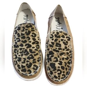 Gypsy jazz cheetah print‎ slip on shoes